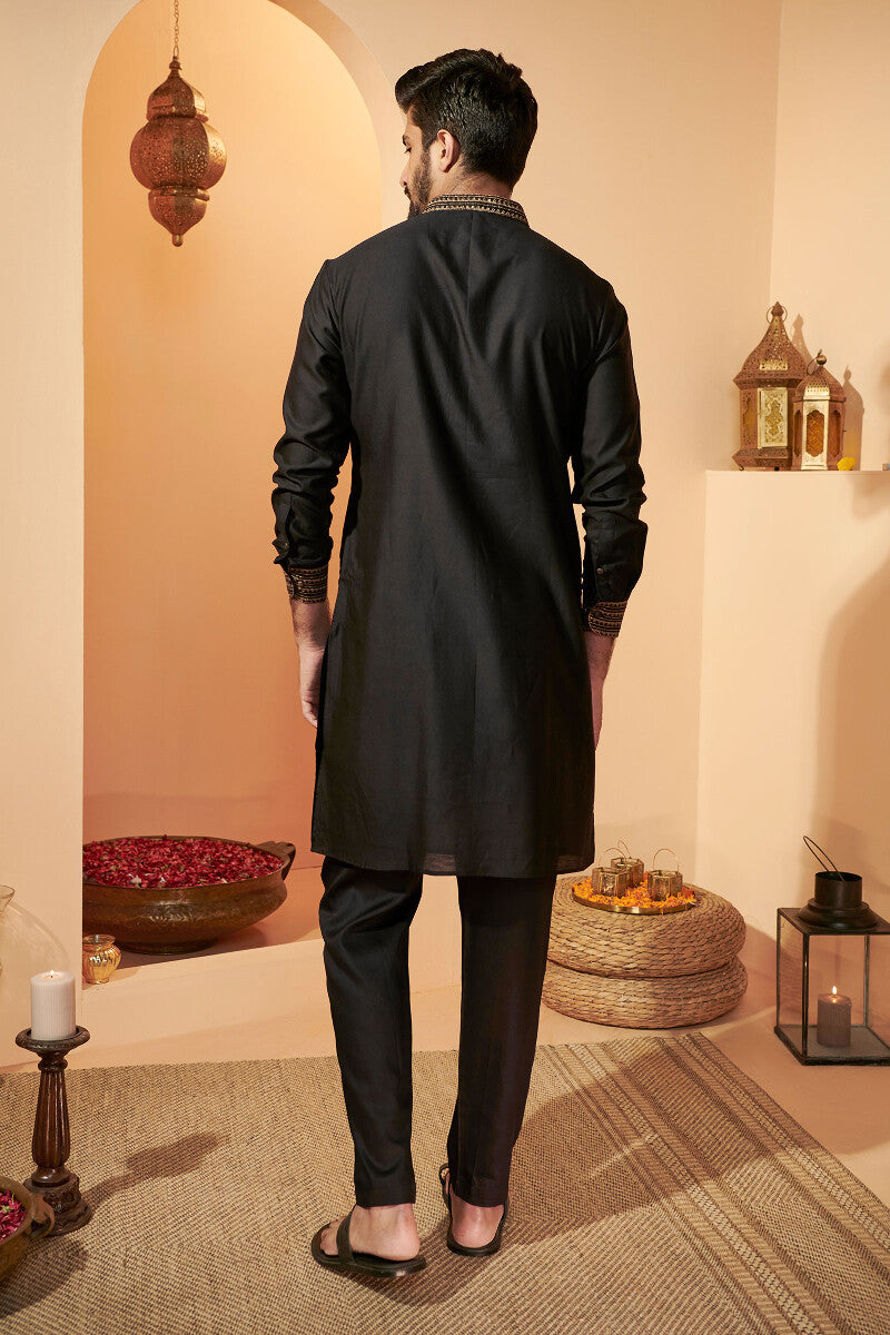 Shirin Rehan Black Chanderi Kurta