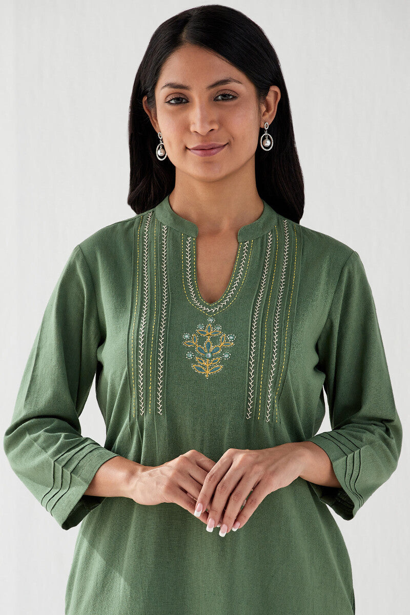 Kashida Meera Flax Cotton Kurta