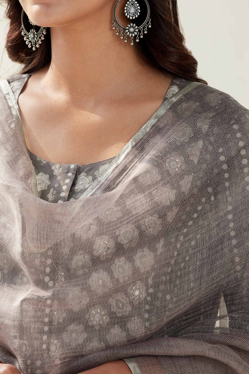 Sehra Zeenat Grey Cotton Silk Dupatta