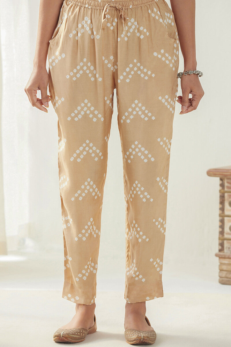 Gauhar Afroza Brown Bandhej Narrow Pants