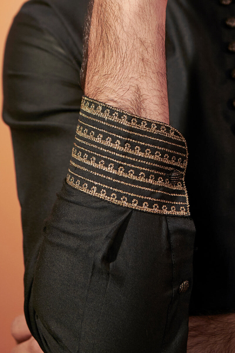 Shirin Rehan Black Chanderi Kurta