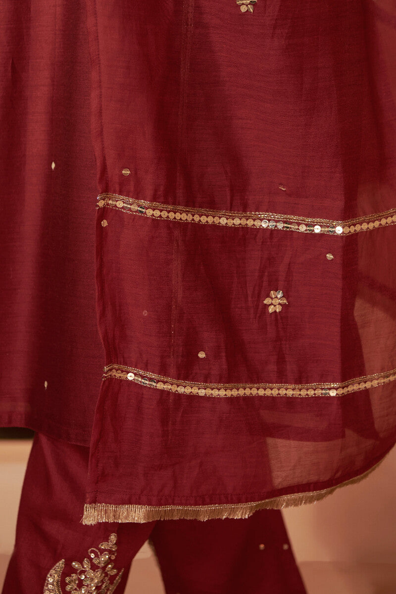 Shirin Chaand Red Cotton Silk Dupatta