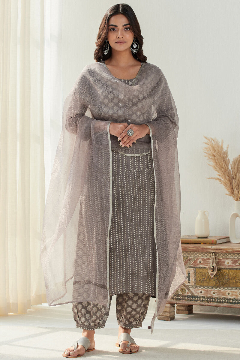 Sehra Zeenat Grey Cotton Silk Dupatta