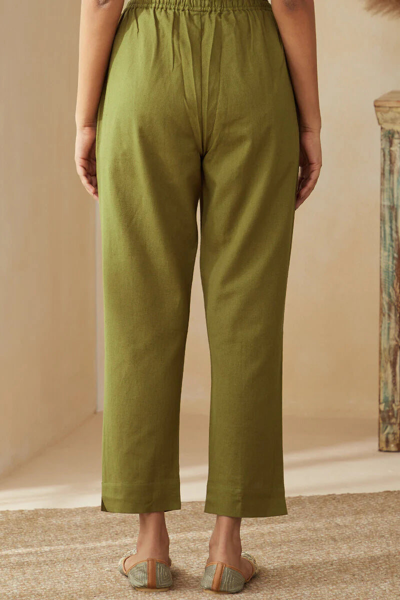 Roza Zoya Olive Green Narrow Pants