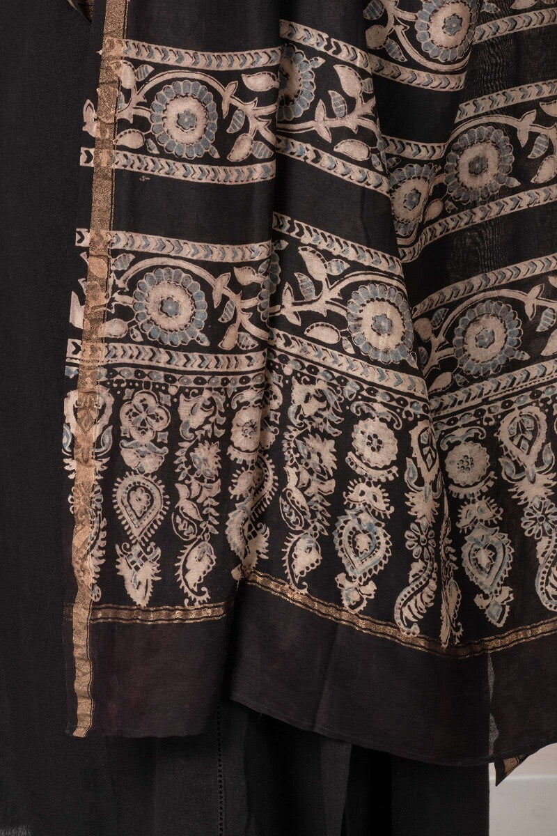 Nasrine Mehnaz Ajrak Chanderi Dupatta