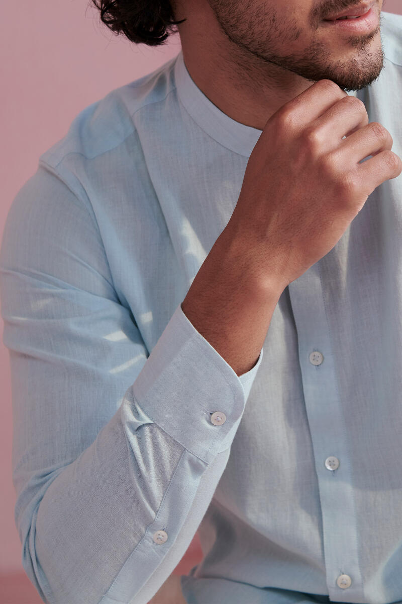 Zaid Light Blue Handloom Shirt