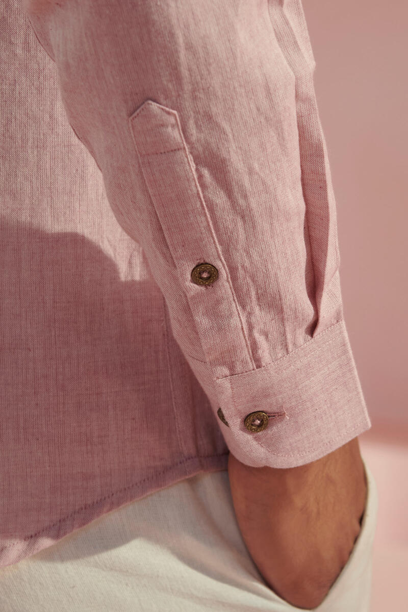 Zaid Pink Handloom Shirt