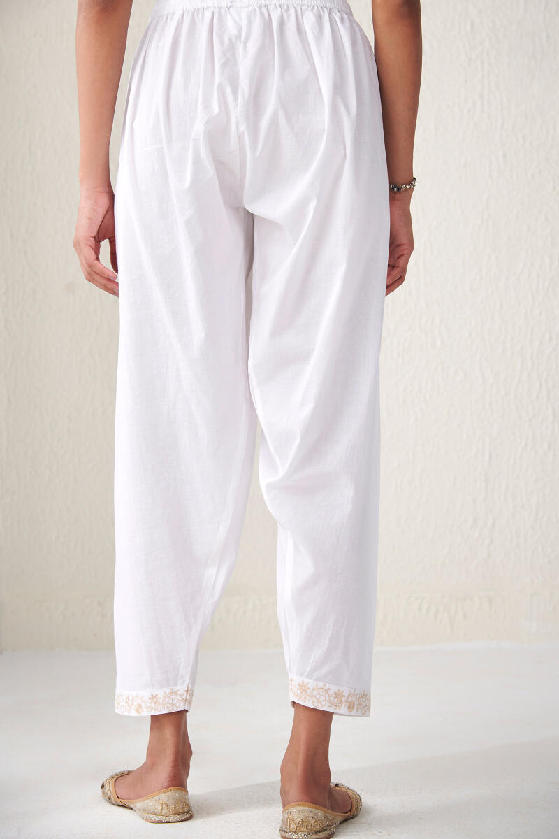 Roza Zeniya White Cotton Salwar