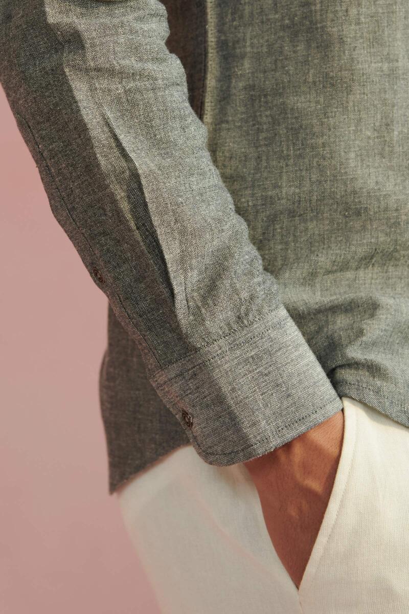 Zaid Grey Handloom Shirt