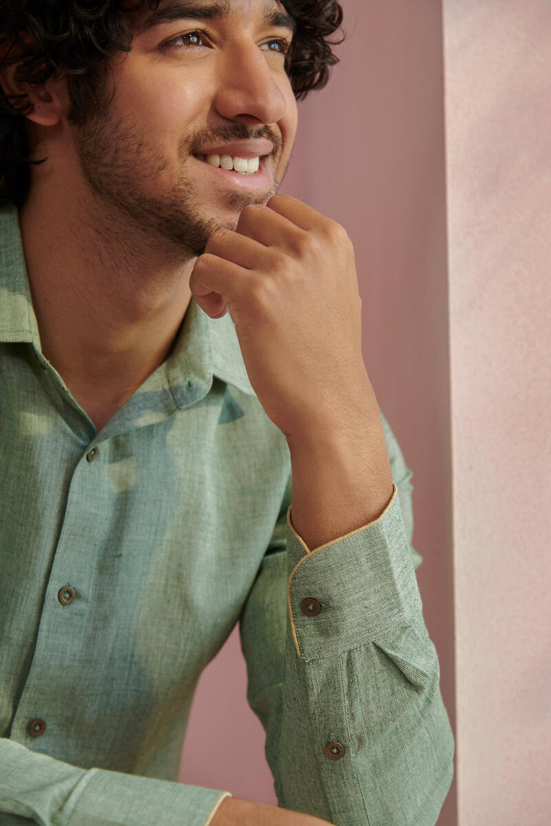Zaid Sage Green Handloom Shirt