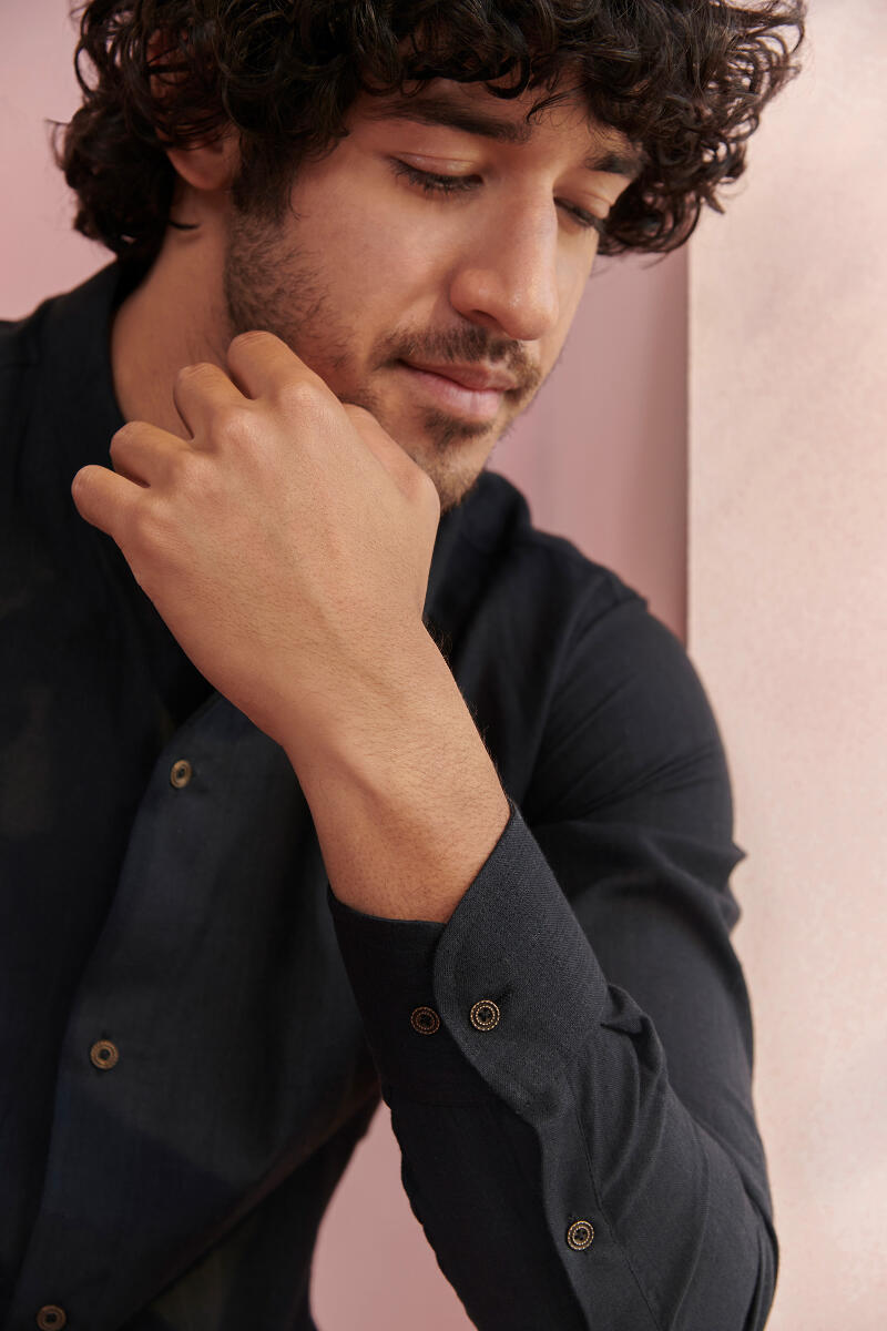 Zaid Black Handloom Shirt