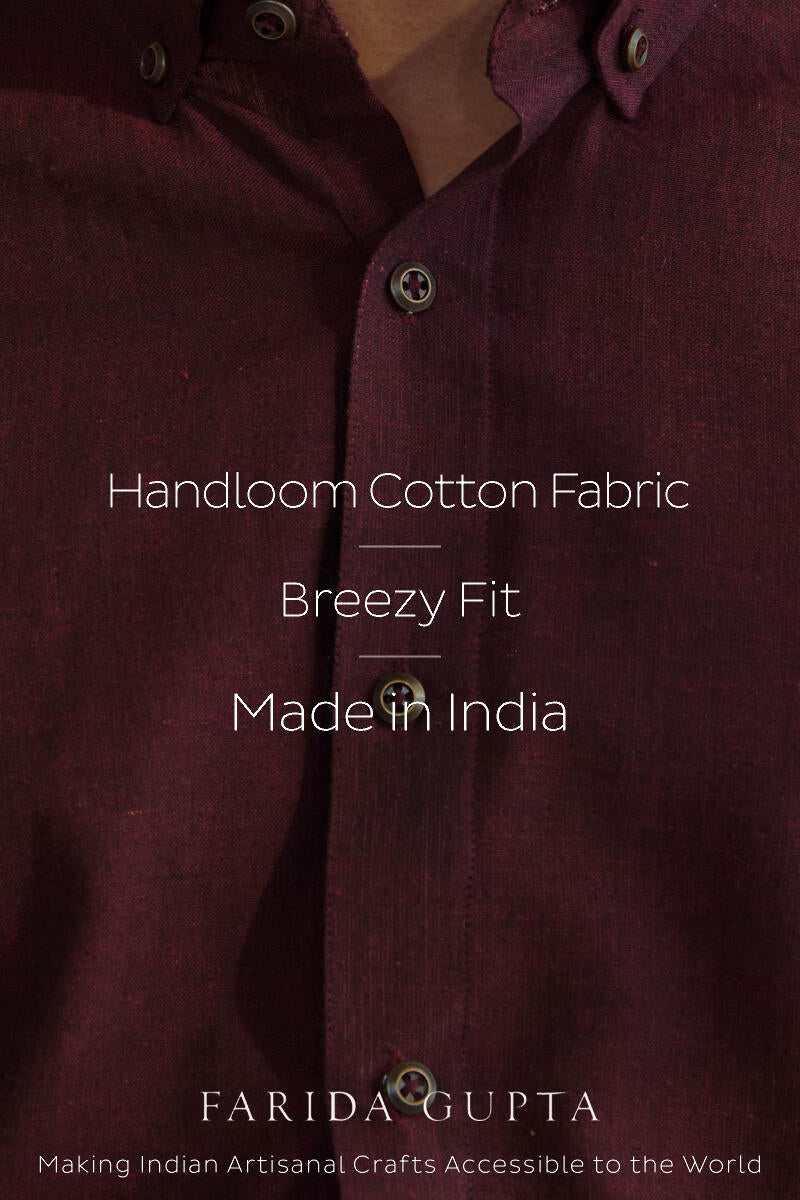 Zaid Wine Handloom Shirt
