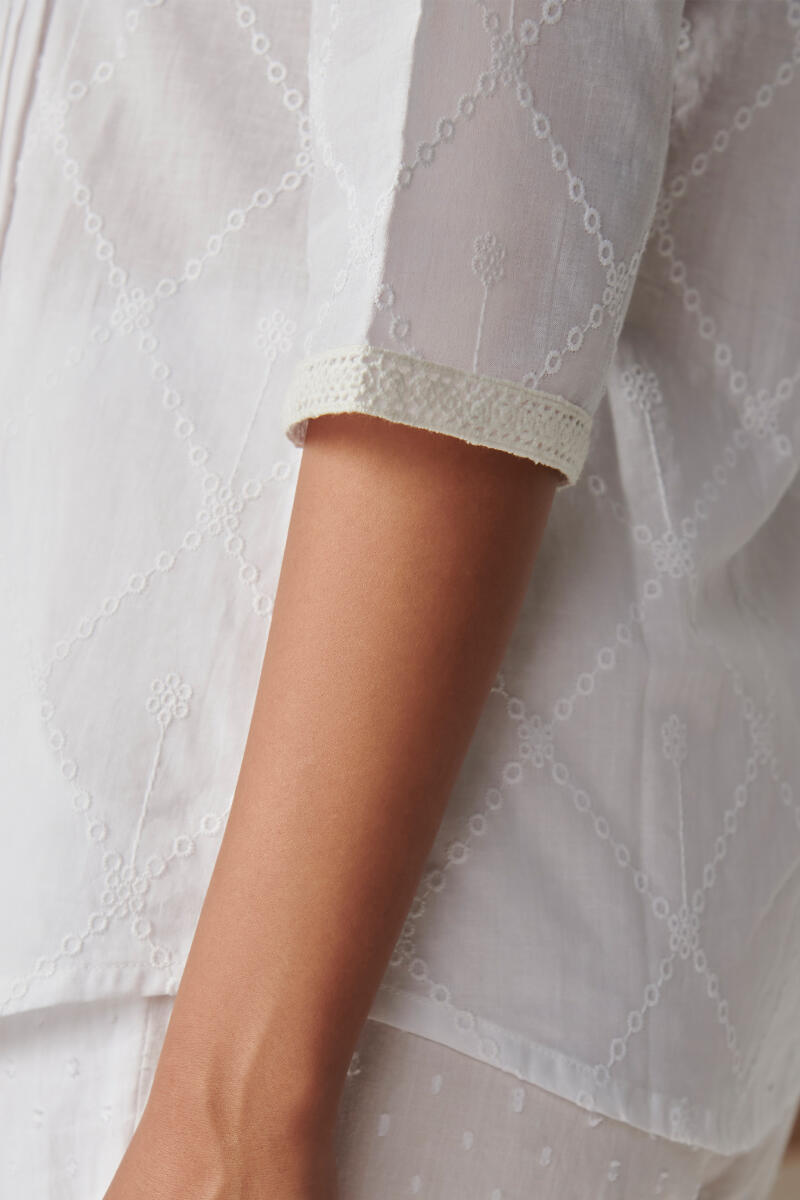 Raahat Maira White Schiffli Top