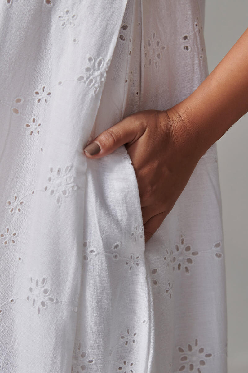 Raahat Maira White Schiffli Dress