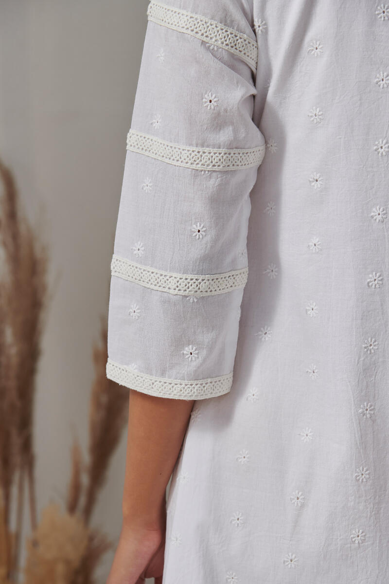 Raahat Ruhi White Schiffli Dress