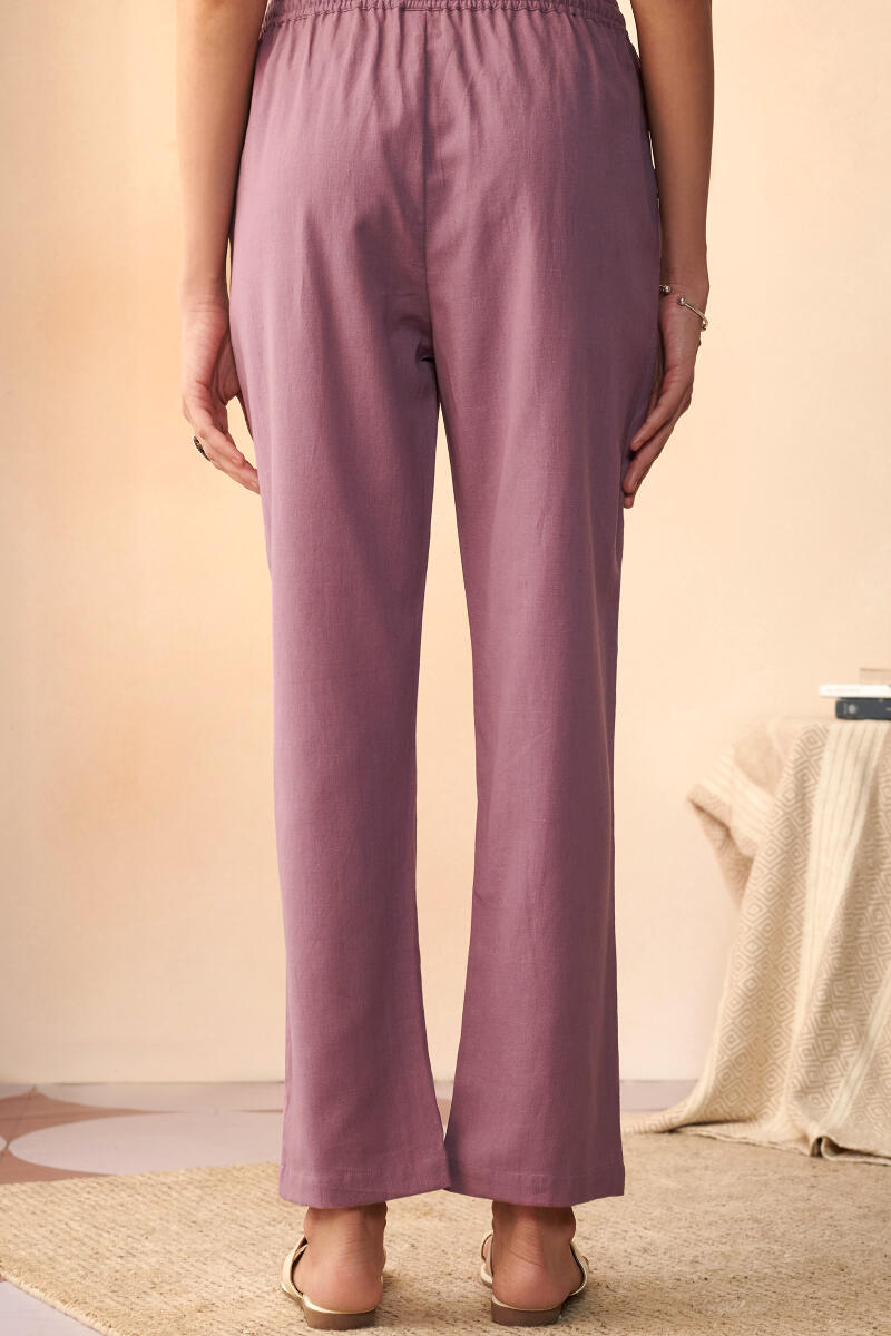 Roza Maya Purple Cotton Flax Pants