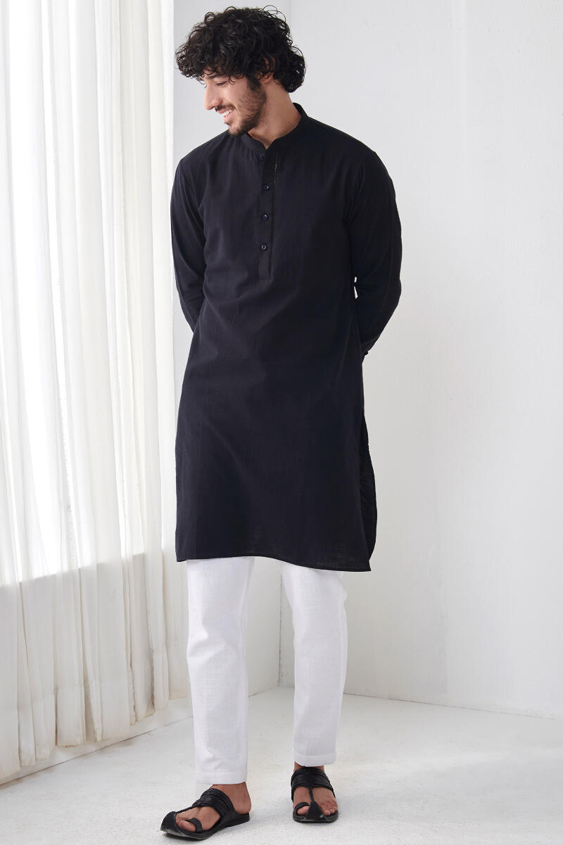 Zaid Black Handloom Kurta