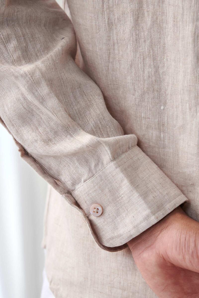 Zaid Beige Linen Shirt