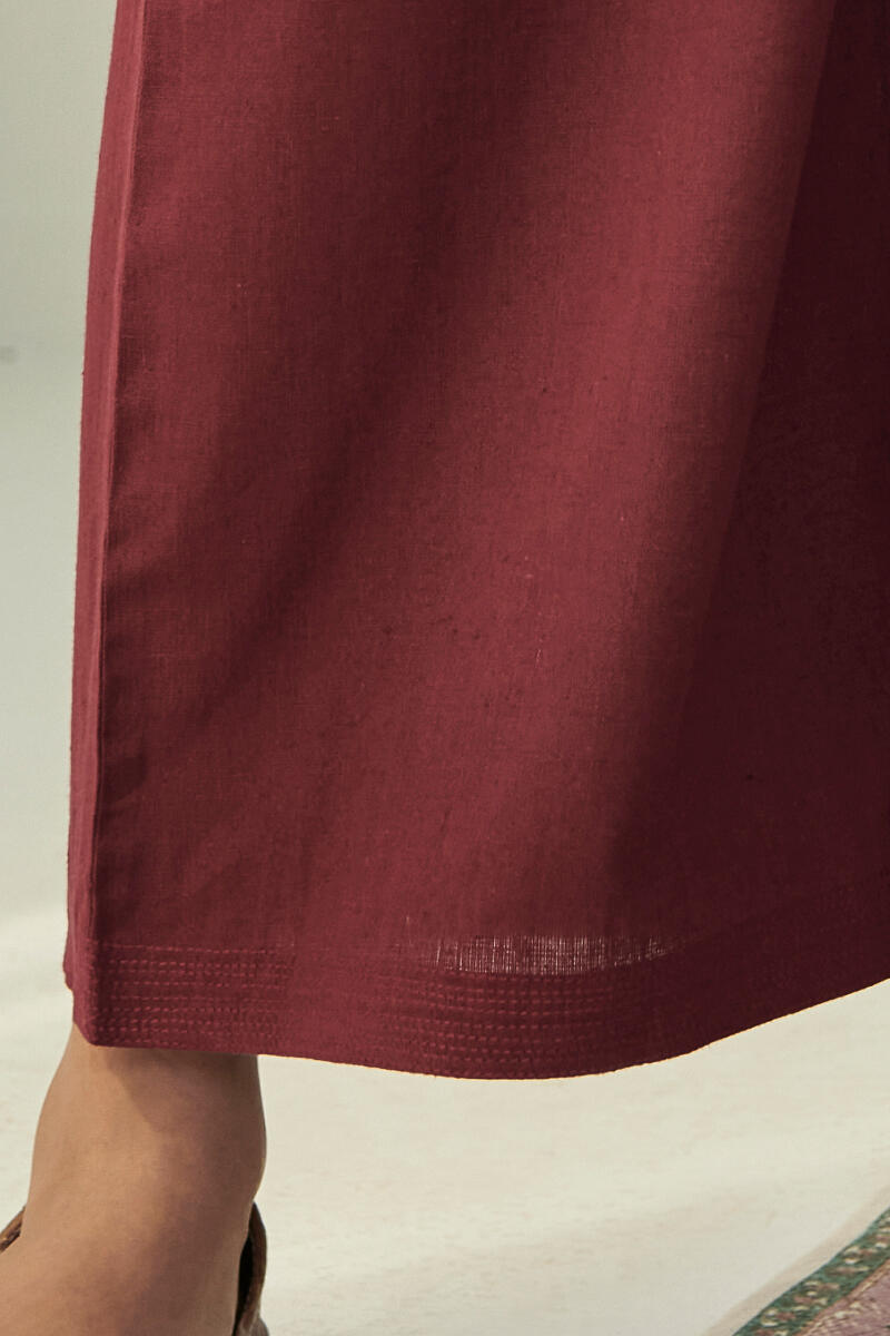 Roza Maroon Flax Cotton Farsi