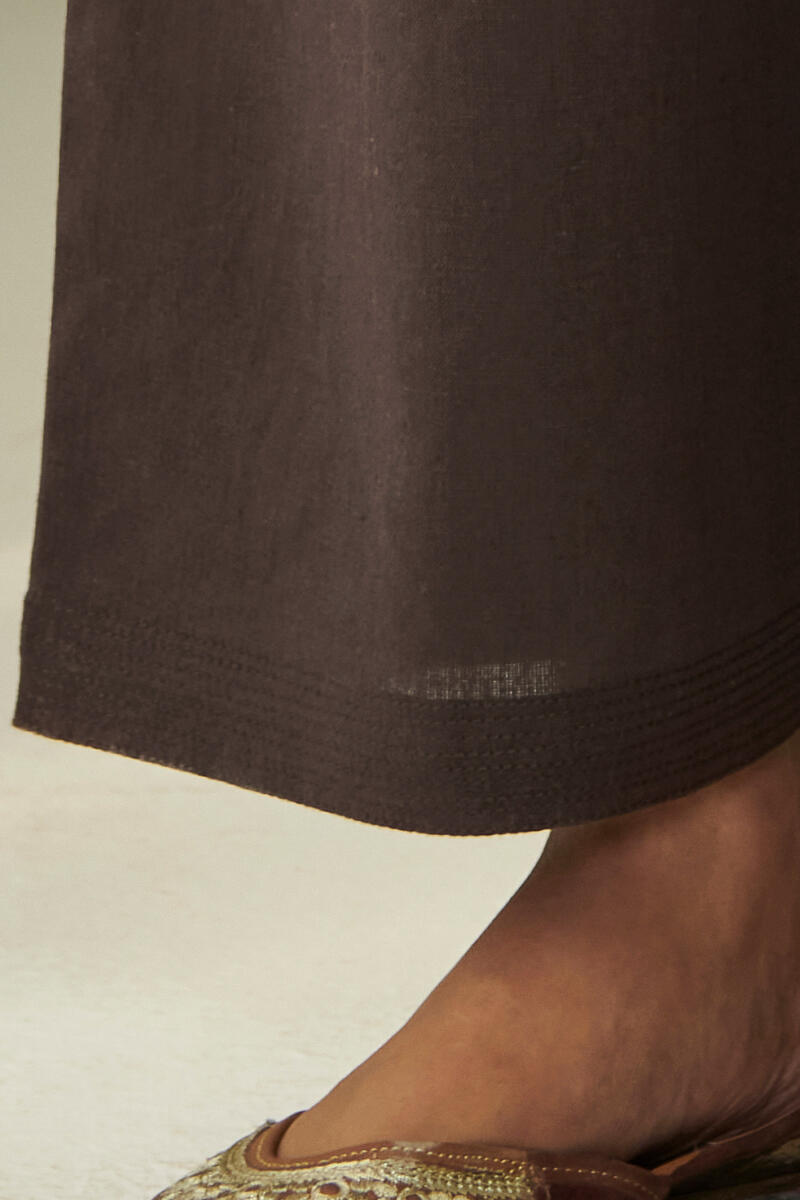 Roza Brown Flax Cotton Farsi