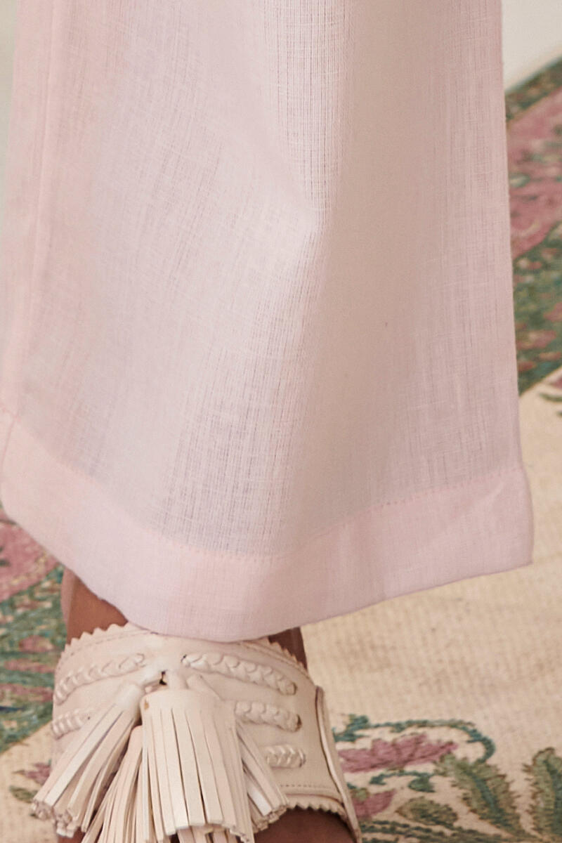 Roza Light Pink Flax Cotton Pants
