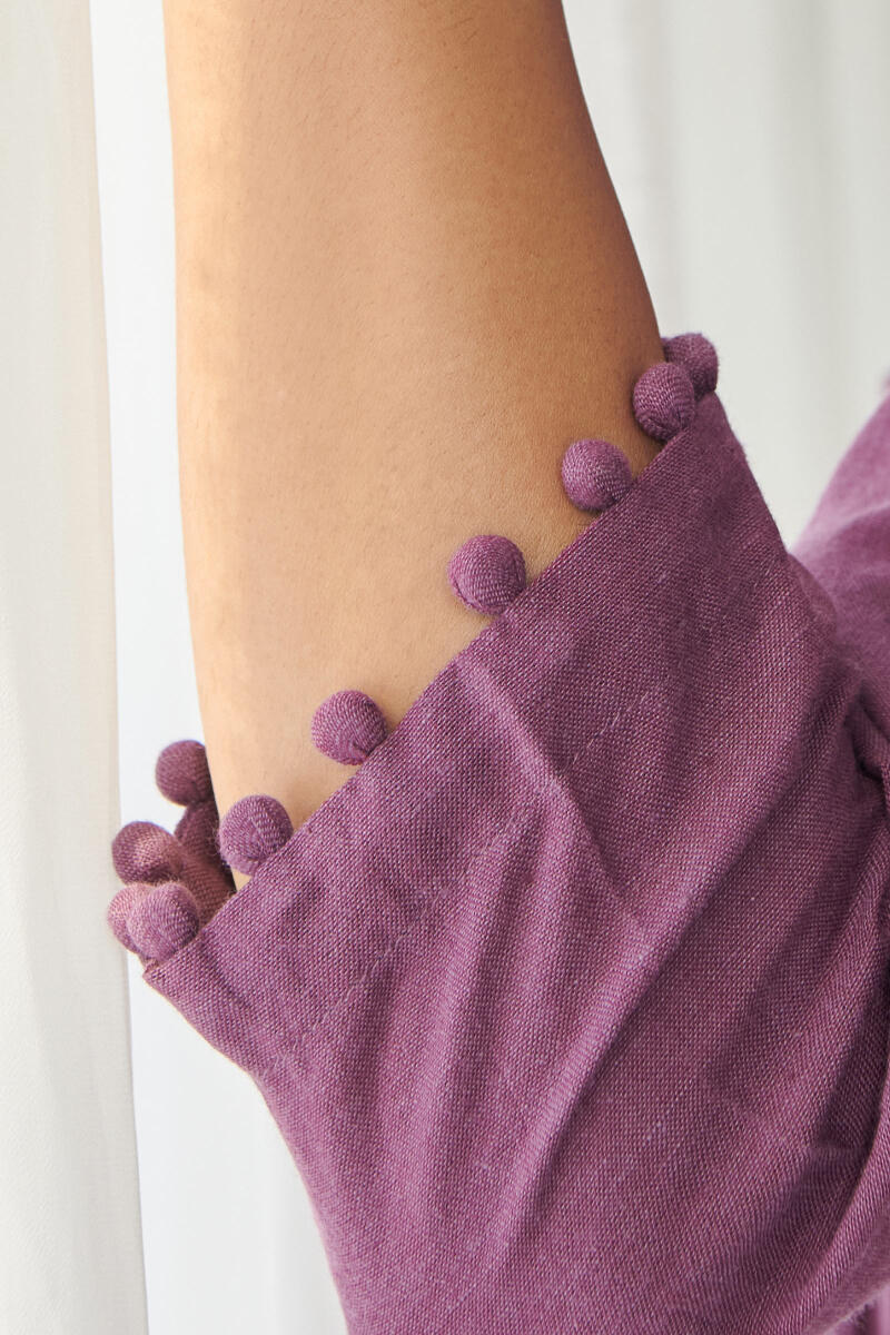 Kashida Purple Handloom Kurta