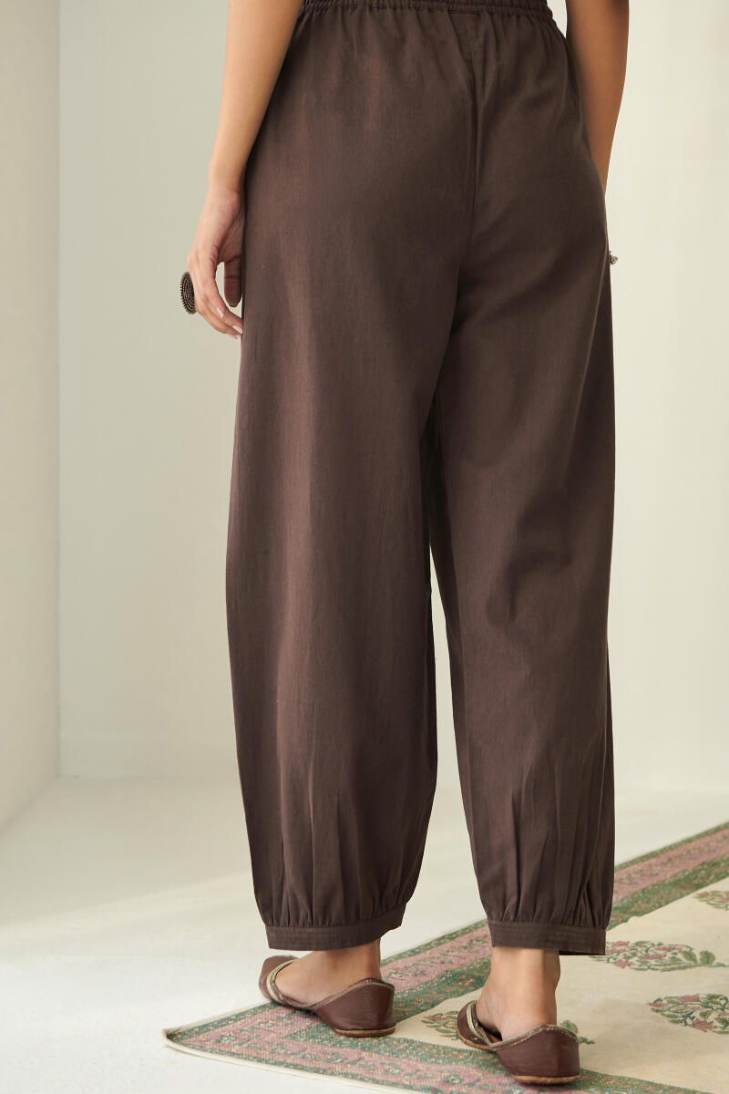 Roza Brown Flax Cotton Izhaar Pants
