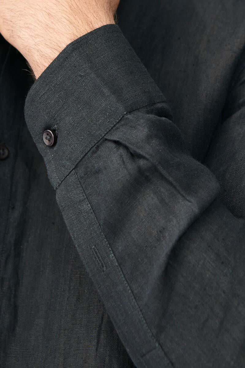 Zaid Black Linen Shirt