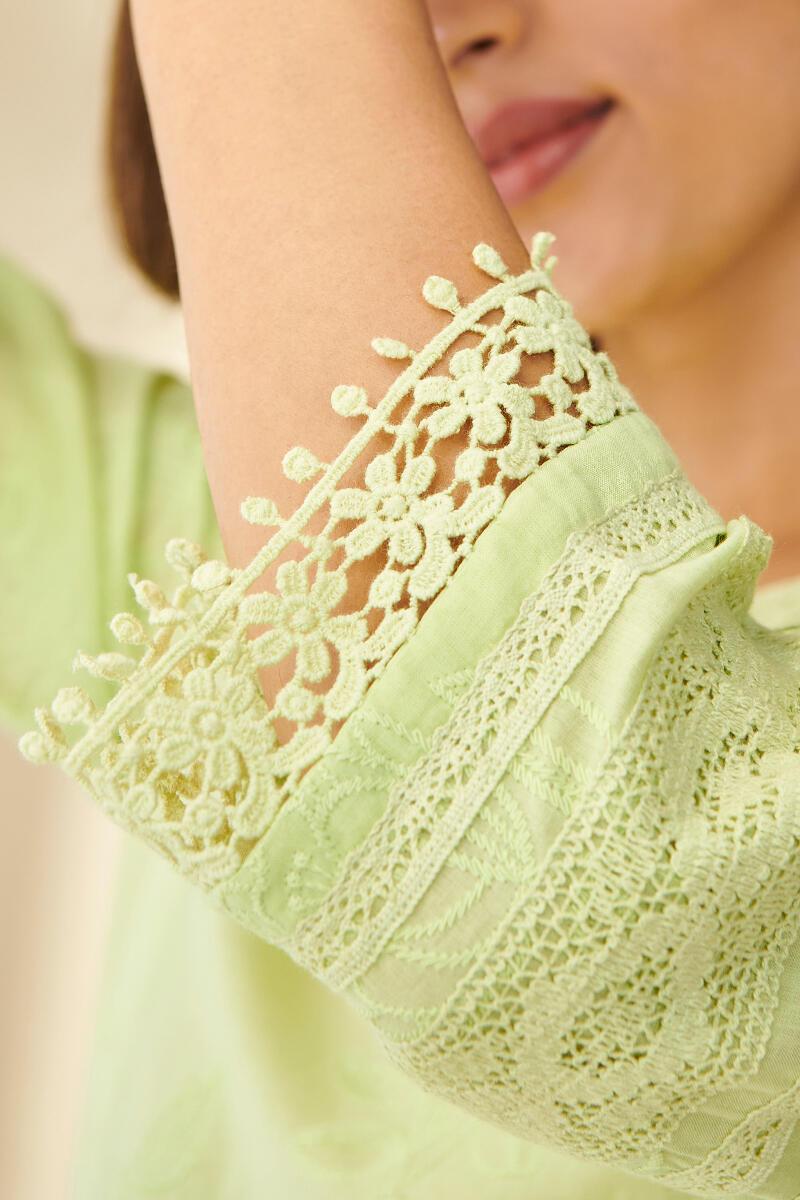 Falak Suhana Lime Green Schiffli Kurta