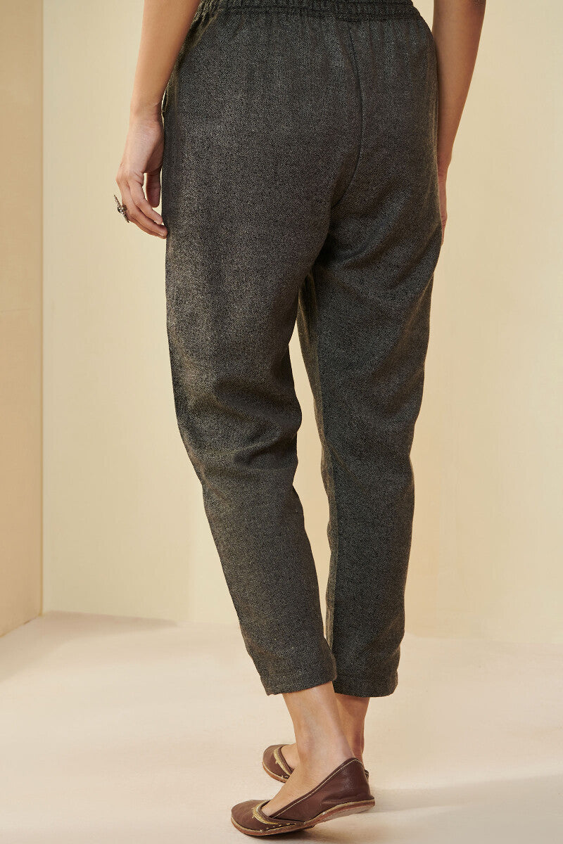 Naadirah Ruhani Brown Faux Wool Narrow Pants