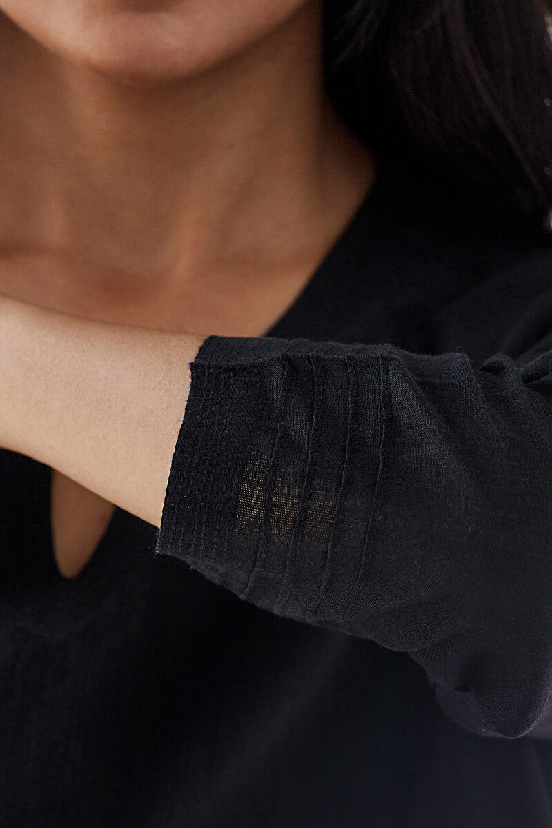 Sehra Zoya Black Cotton Linen Kurta