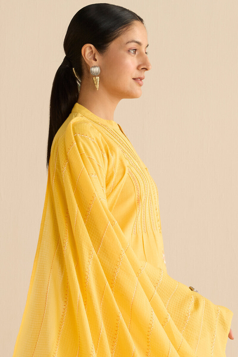 Kashida Kiara Yellow Dupatta