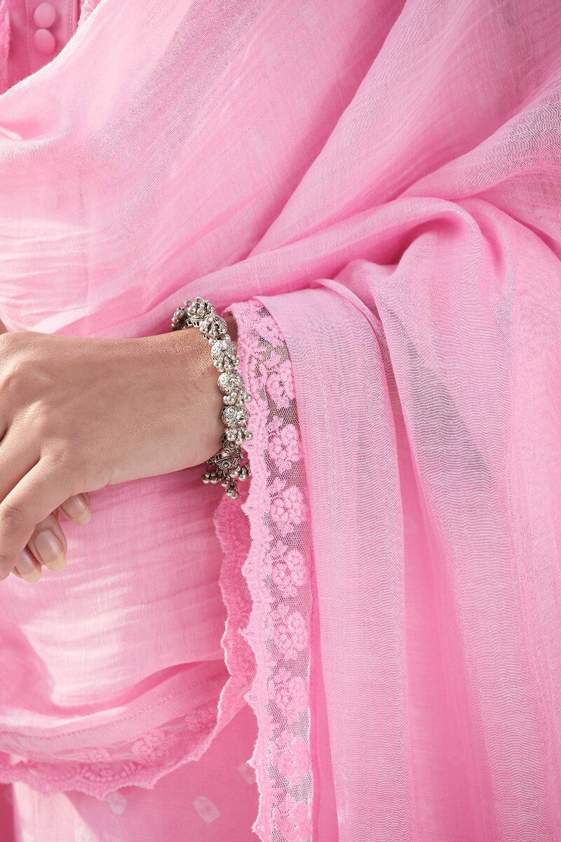 Gauhar Afroza Pink Cotton Silk Dupatta