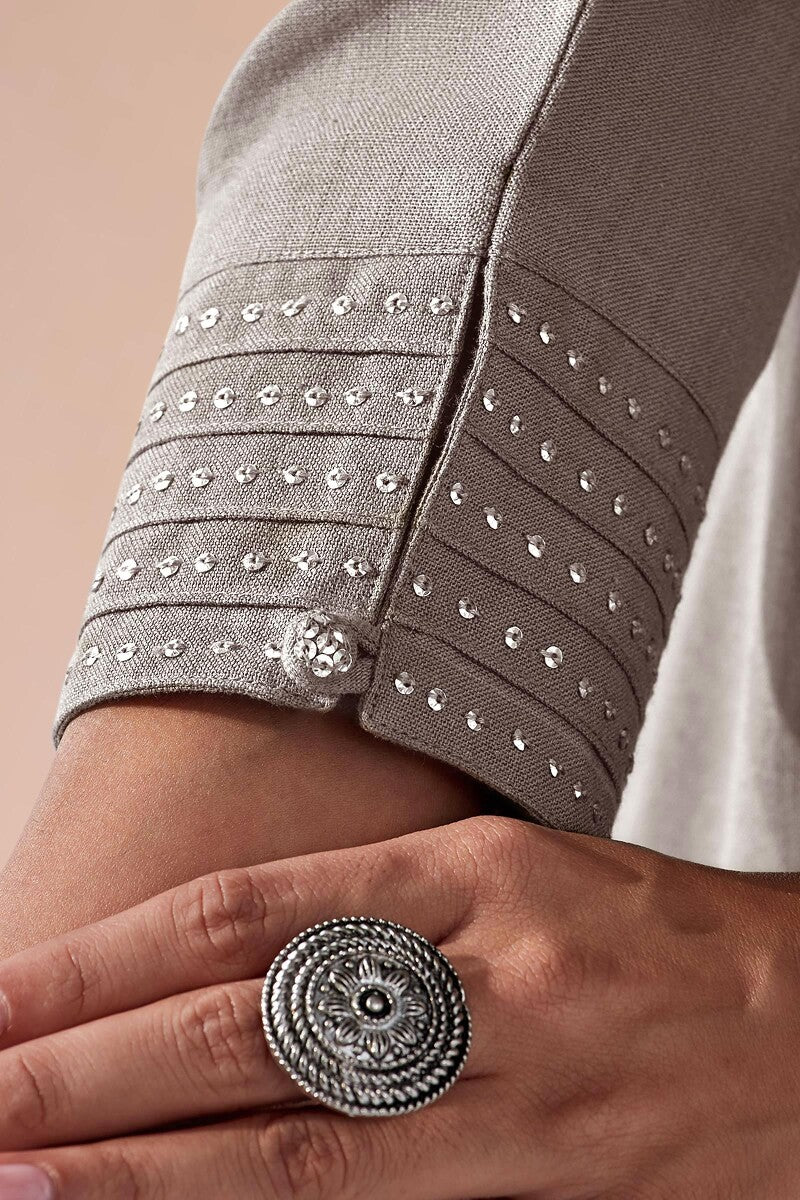 Nasrine Rehmat Beige Handloom Kurta