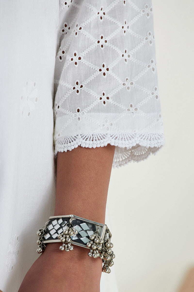 Raahat Sameera White Schiffli Kurta