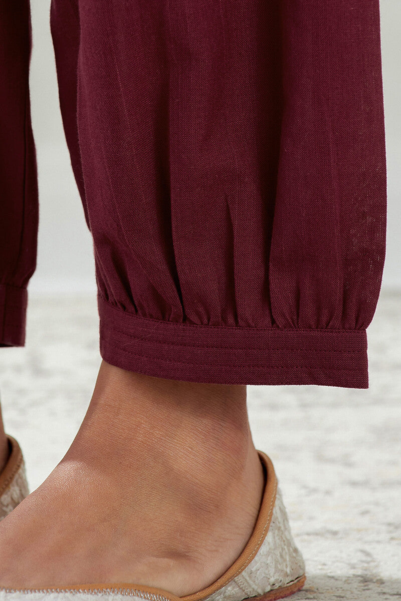 Roza Nysa Maroon Handloom Izhaar Pants