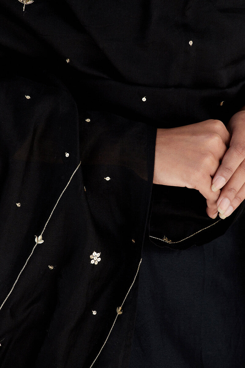 Gauhar Maira Black Cotton Silk Dupatta