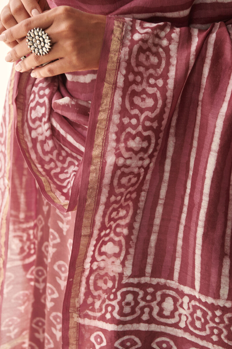 Sehra Zarah Pink Dabu Chanderi Dupatta