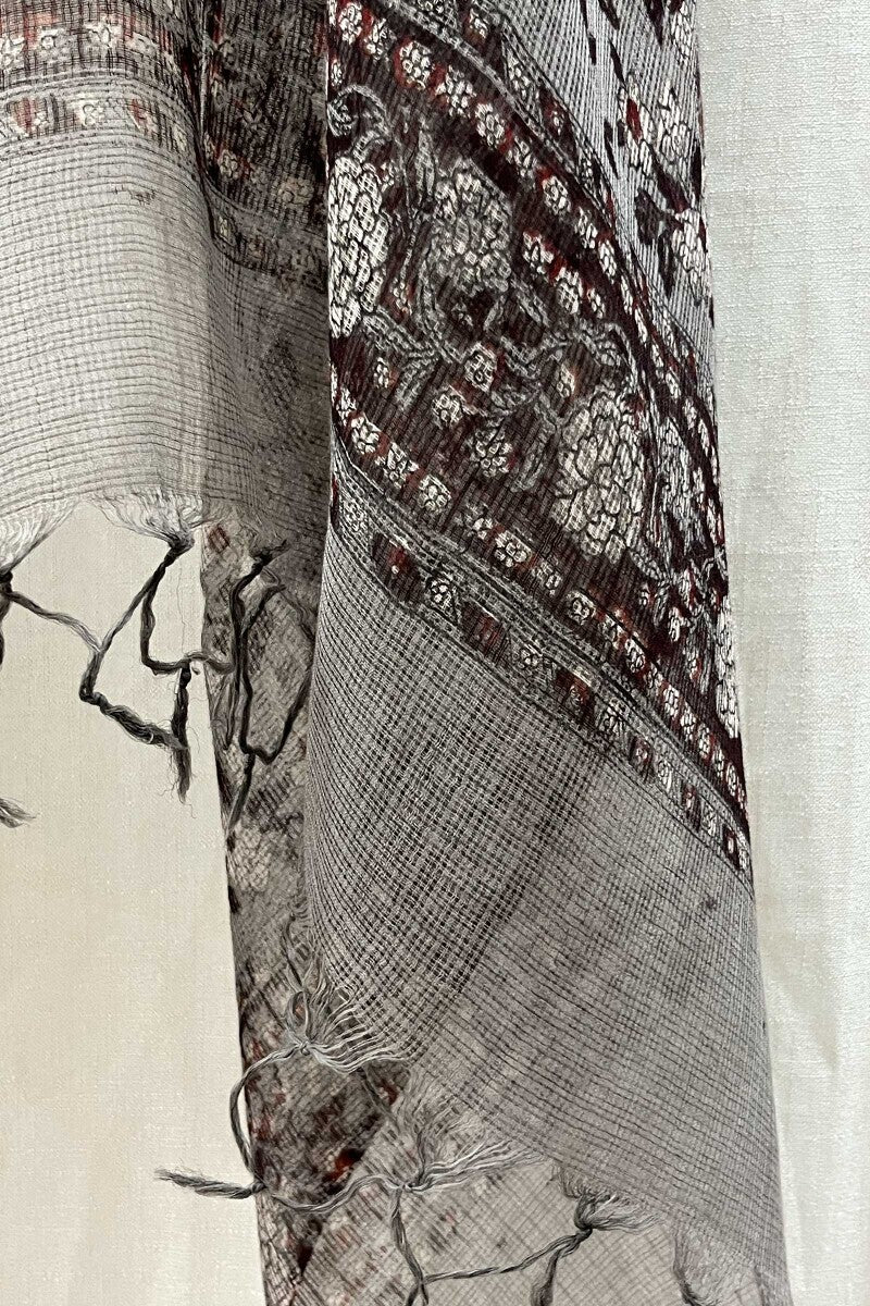 Grey Bagru Dupatta