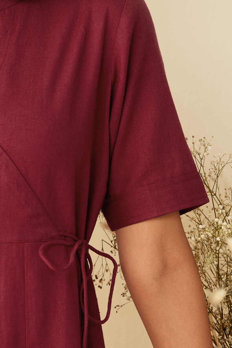 Roza Inara Maroon Dress