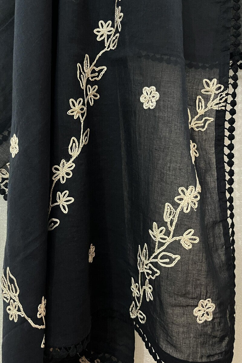 Black Embroidered Dupatta