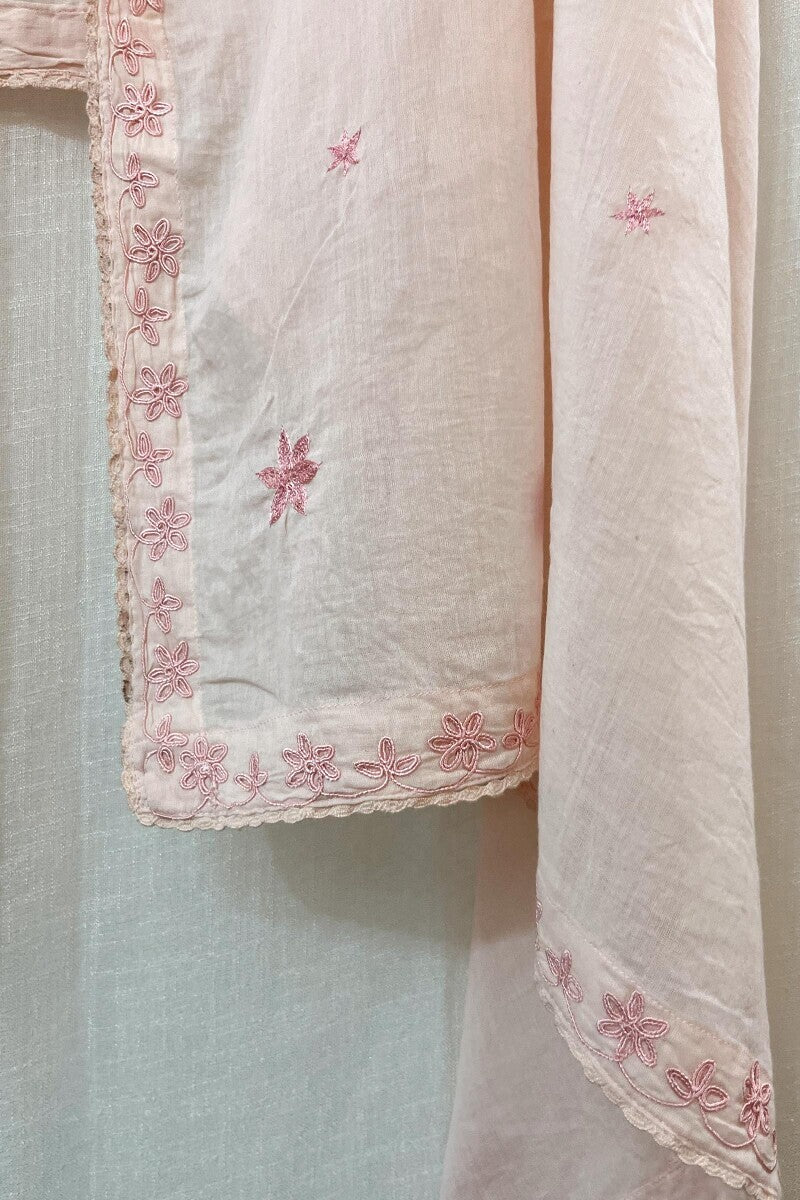 Peach Cotton Mul Dupatta