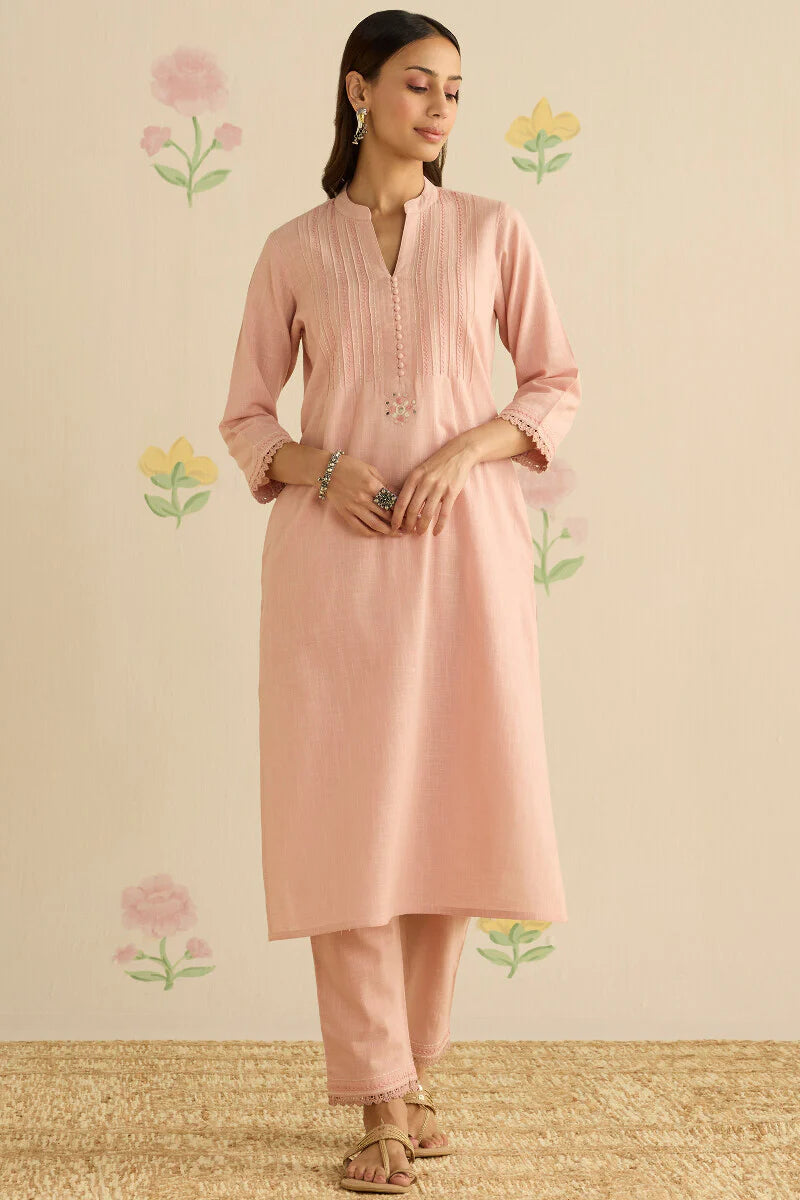 Surplus: Kashida Kiara Pink Kurta