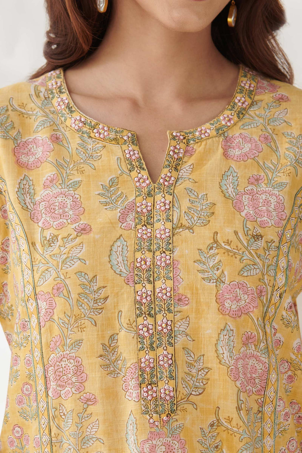 Gulshan Bagh Fizah Yellow Sanganeri Kurta