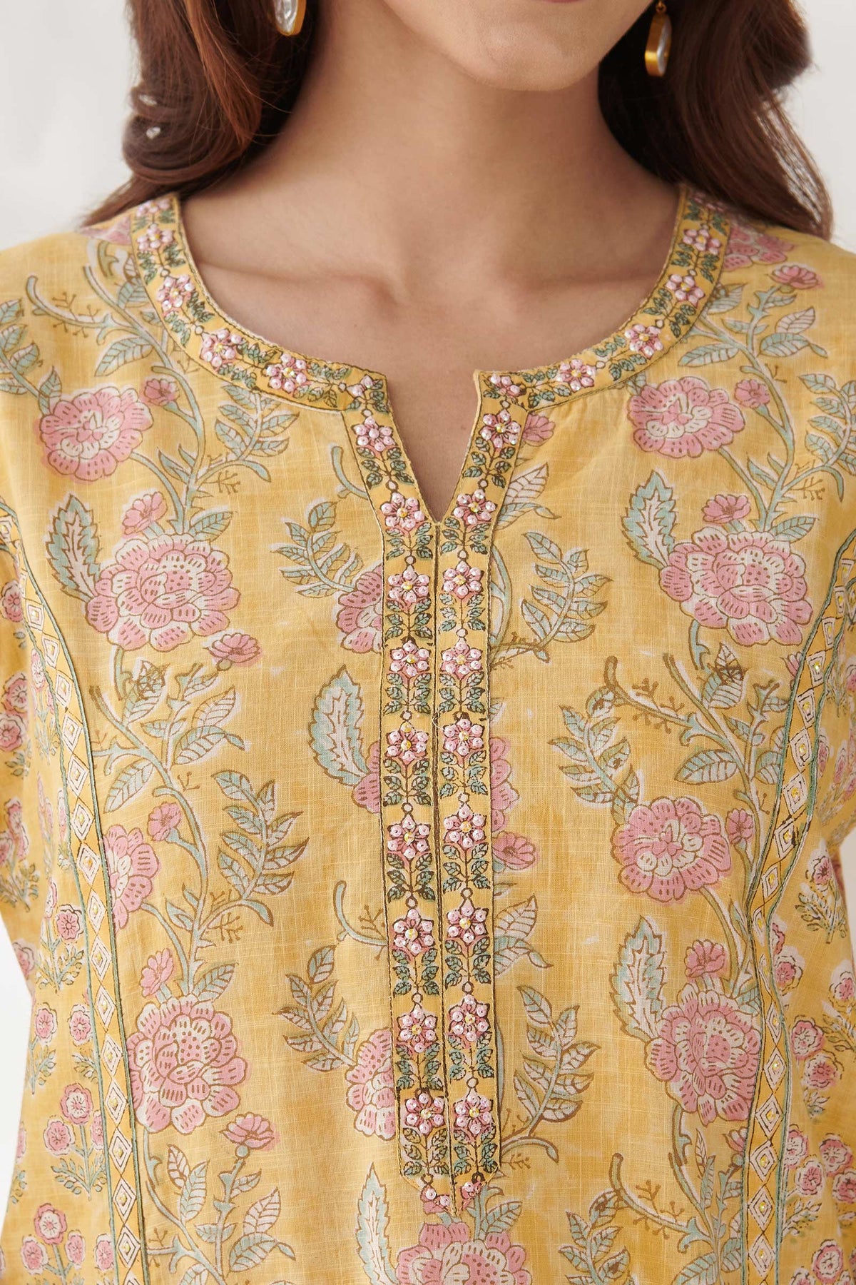Gulshan Bagh Fizah Yellow Sanganeri Kurta