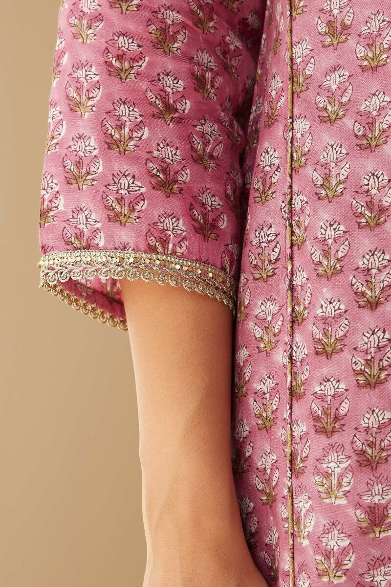 Mehrunissa Firosa Purple Sanganeri Kurta