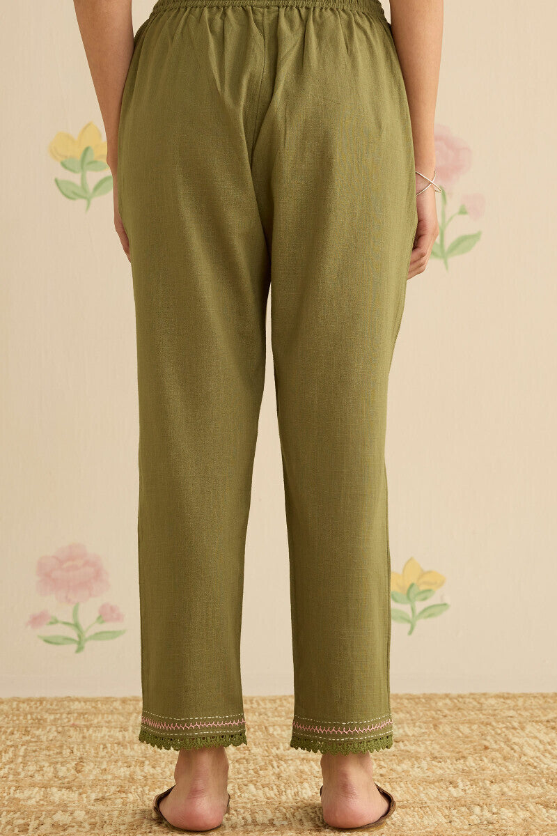 Kashida Kiara Olive Green Narrow Pants