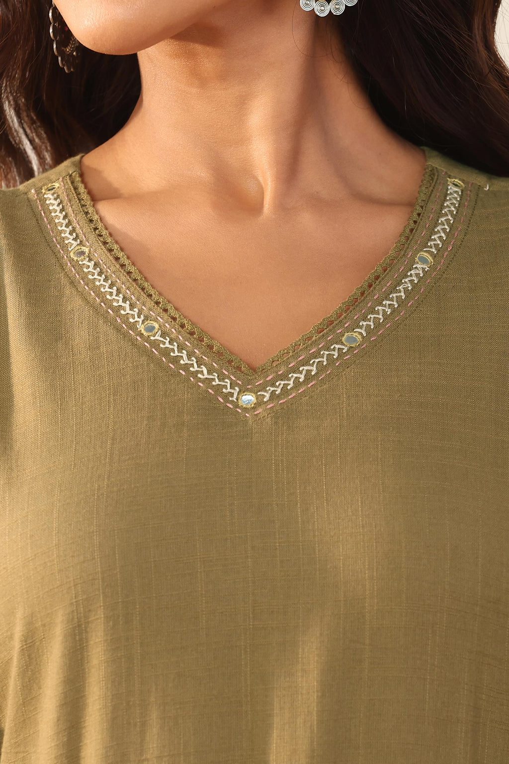 Roza Naaz Olive Green Kurta