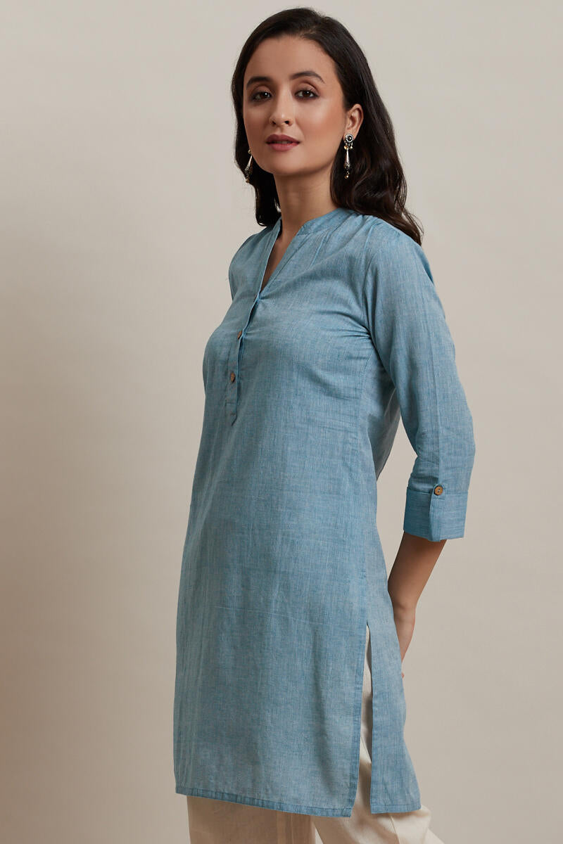 Roza Sky Blue Short Kurta