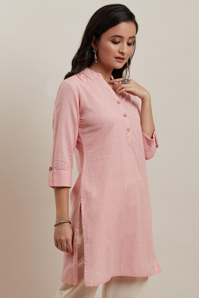 Roza Light Pink Short Kurta